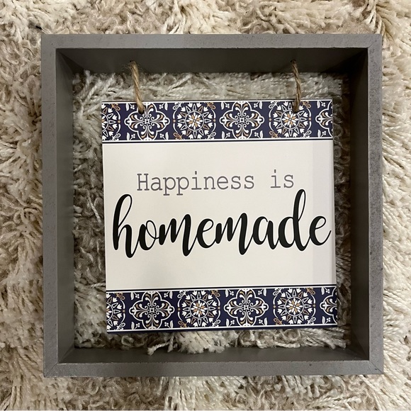 Grey Happiness is Homemade hanging sign 8” x 8” - Picture 2 of 4